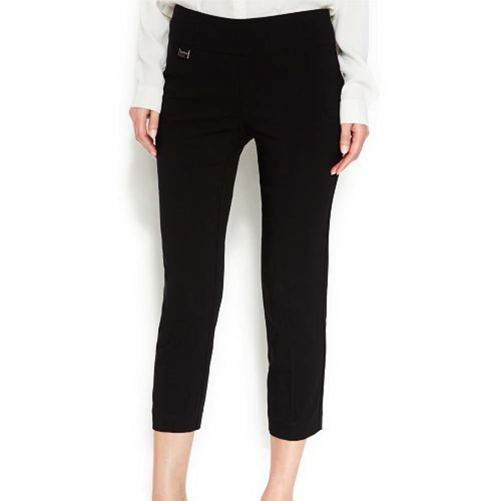 Black Alfani Tummy-Control Pull-On Capri Pants